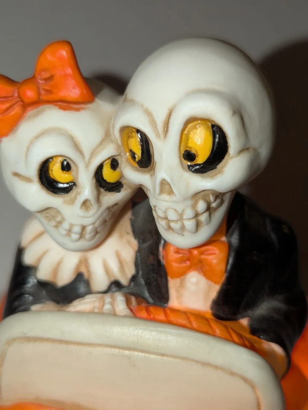 Halloween Skeleton Couple Pumpkin Car Light Up VTG 1990 Enesco Mark Cook